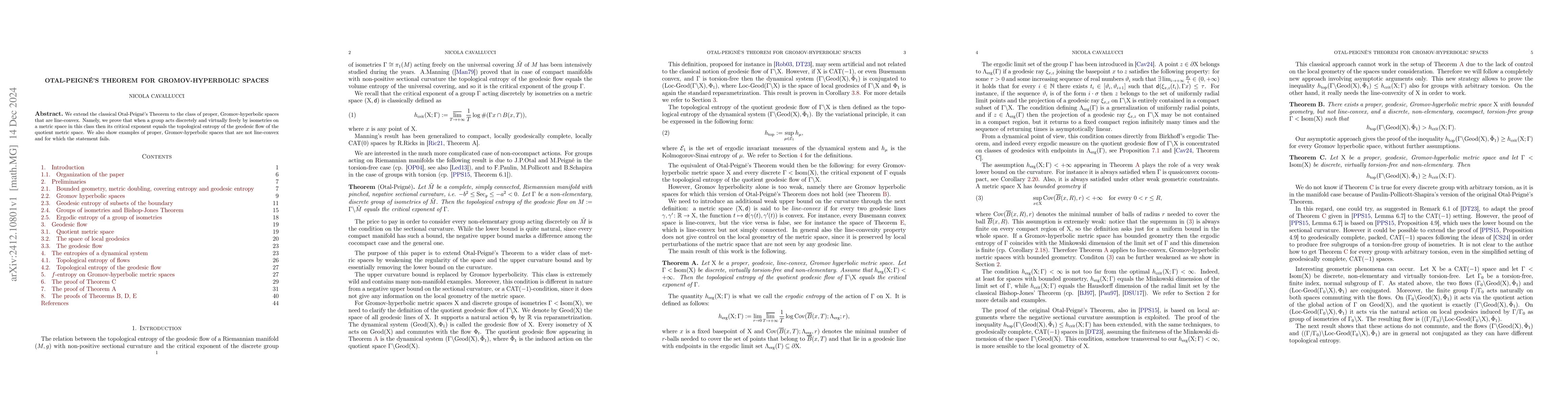 Thumbnail for Otal-Peigné's Theorem for Gromov-hyperbolic spaces