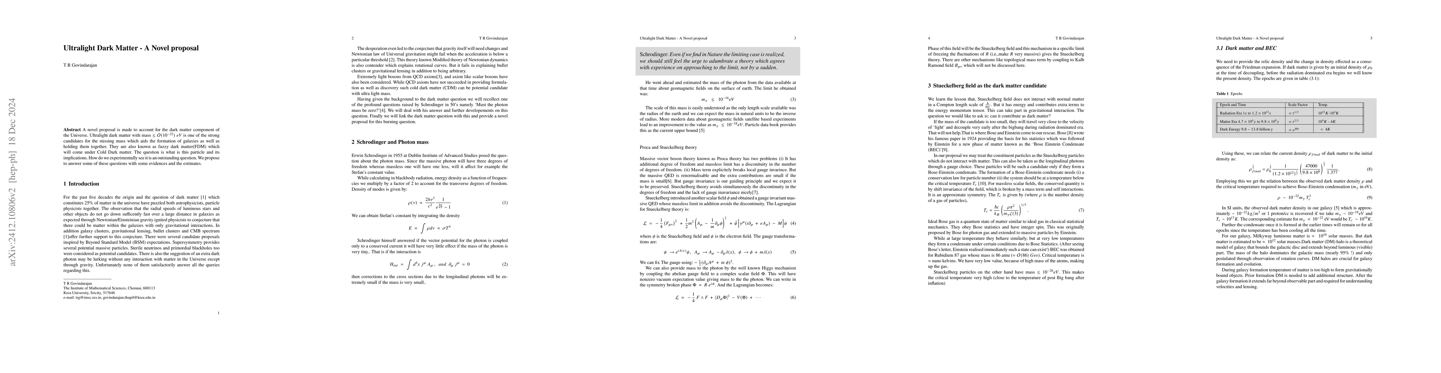Thumbnail for Ultralight Dark Matter -- A Novel proposal