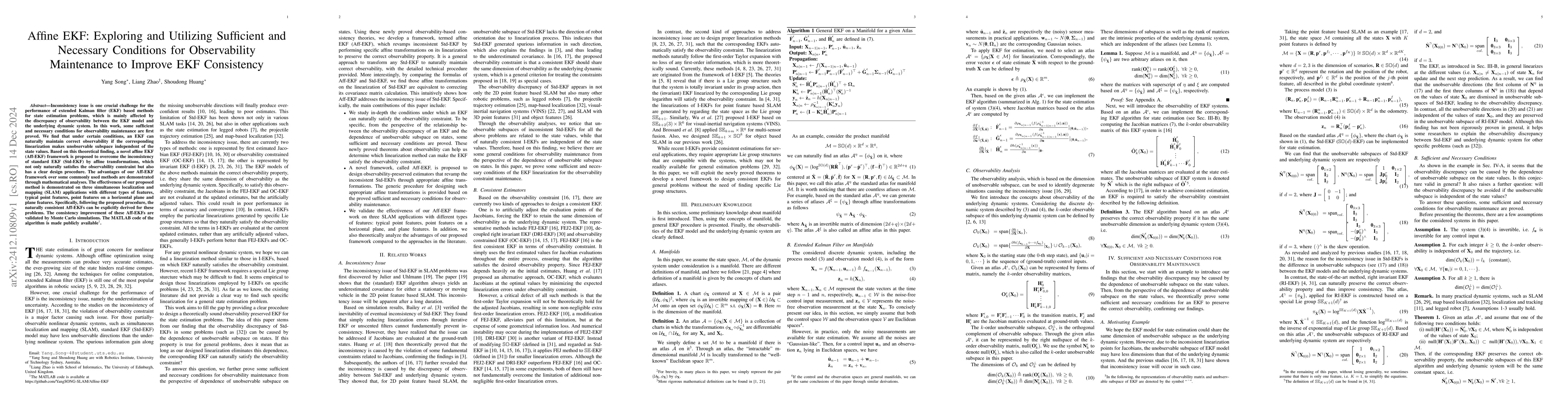 Thumbnail for Affine EKF: Exploring and Utilizing Sufficient and Necessary Conditions
  for Observability Maintenance to Improve EKF Consistency