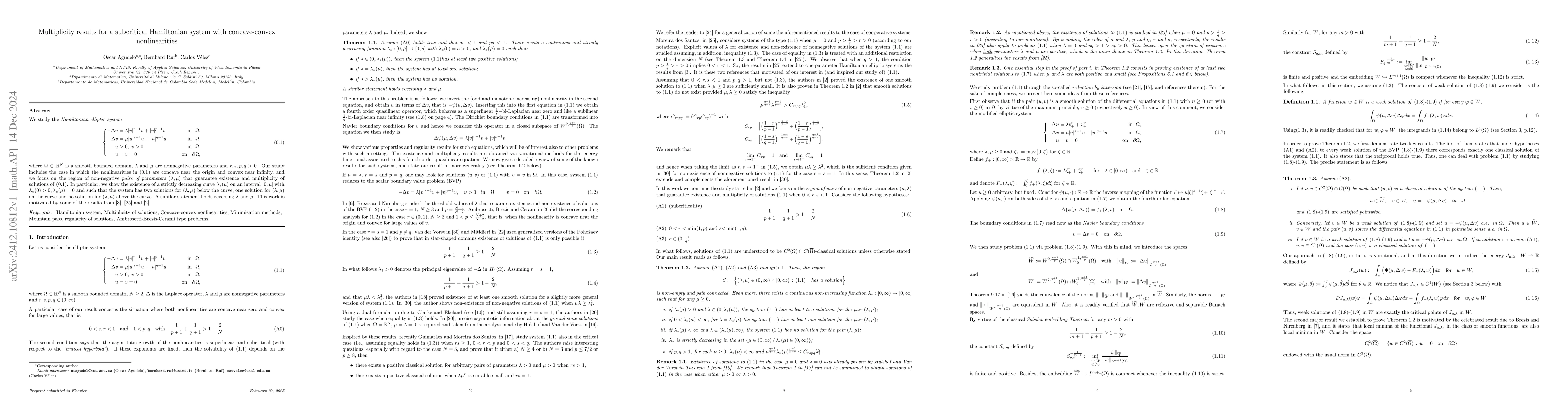 Thumbnail for Multiplicity results for a subcritical Hamiltonian system with
  concave-convex nonlinearities
