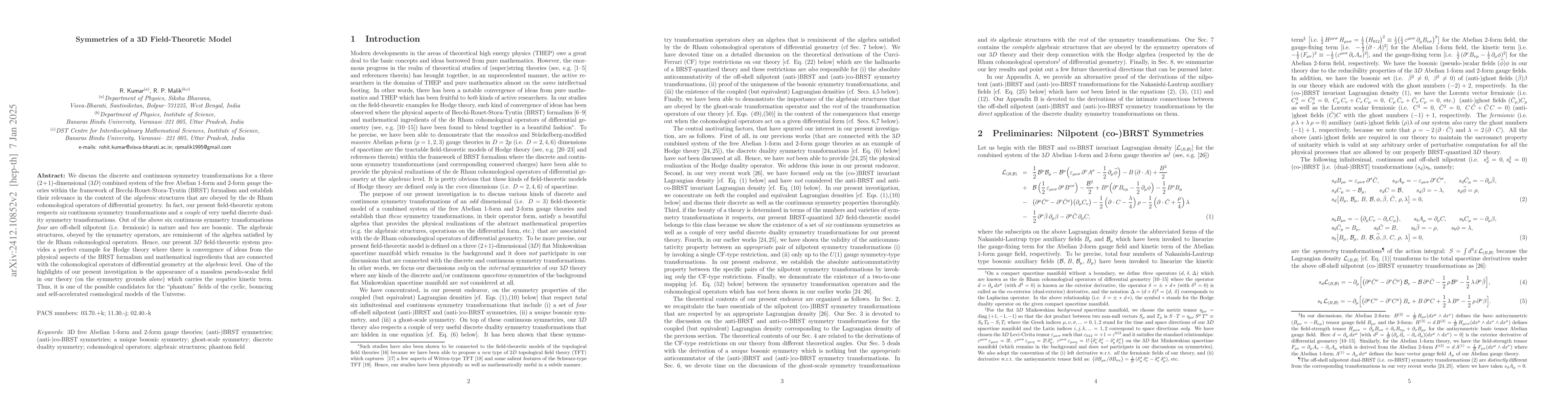 Thumbnail for Symmetries of a 3D Field-Theoretic Model