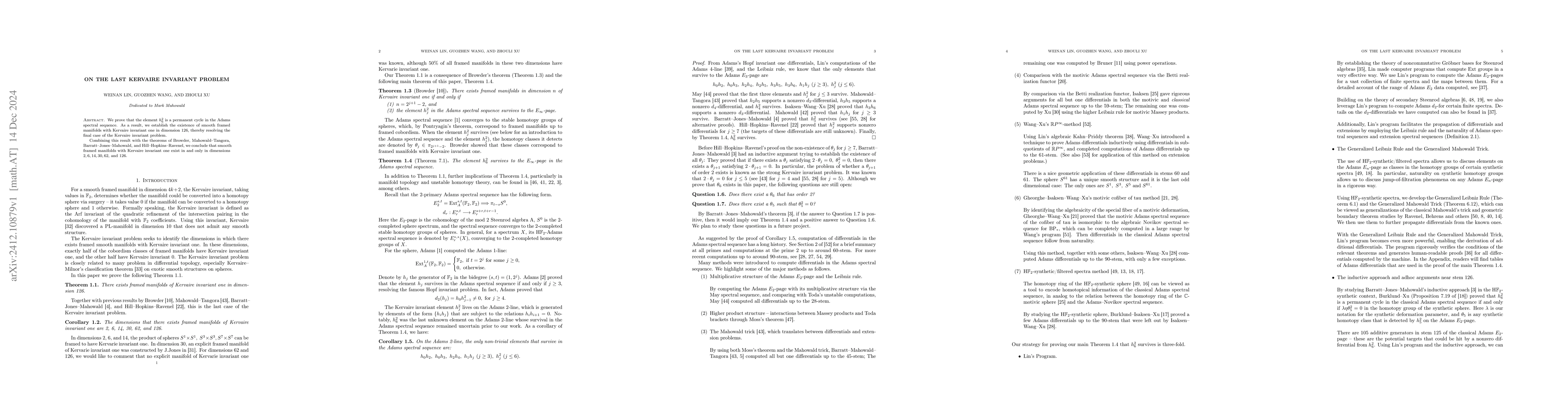 Thumbnail for On the Last Kervaire Invariant Problem