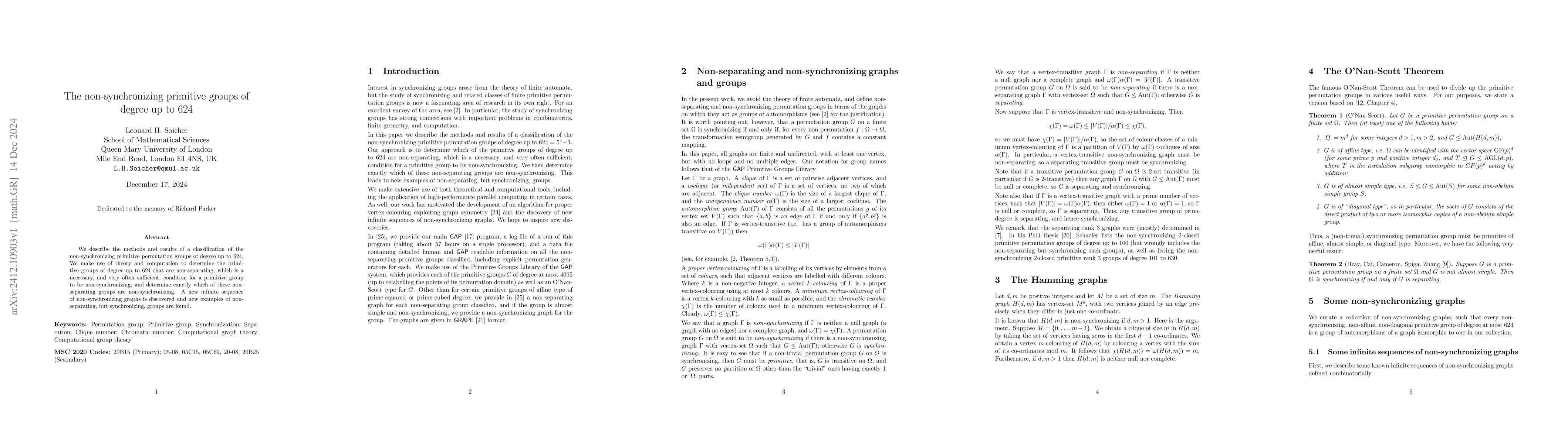 Thumbnail for The non-synchronizing primitive groups of degree up to 624