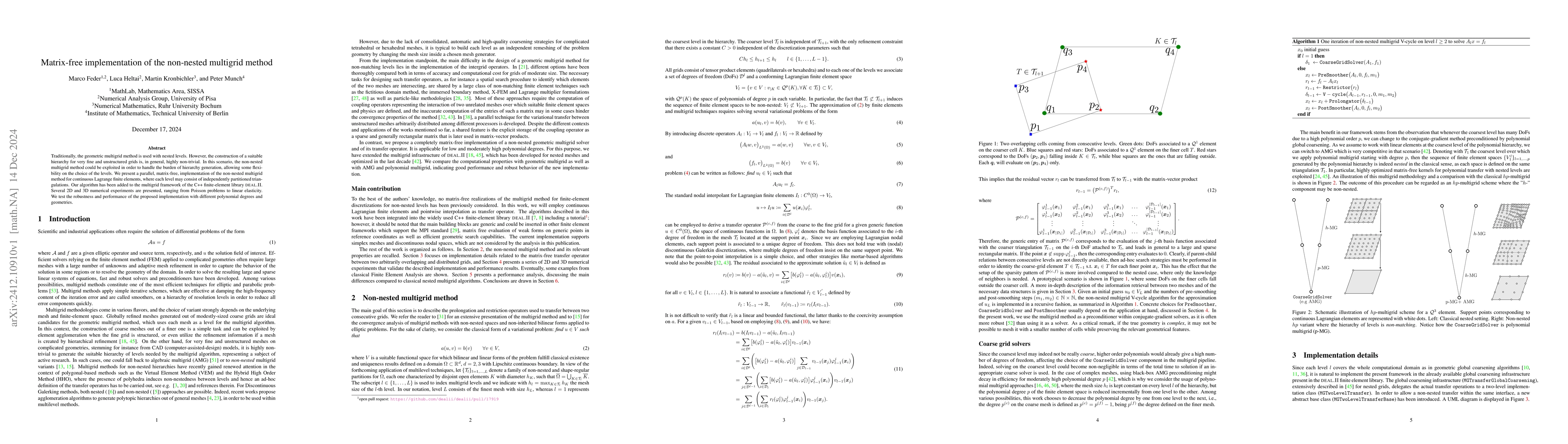 Thumbnail for Matrix-free implementation of the non-nested multigrid method