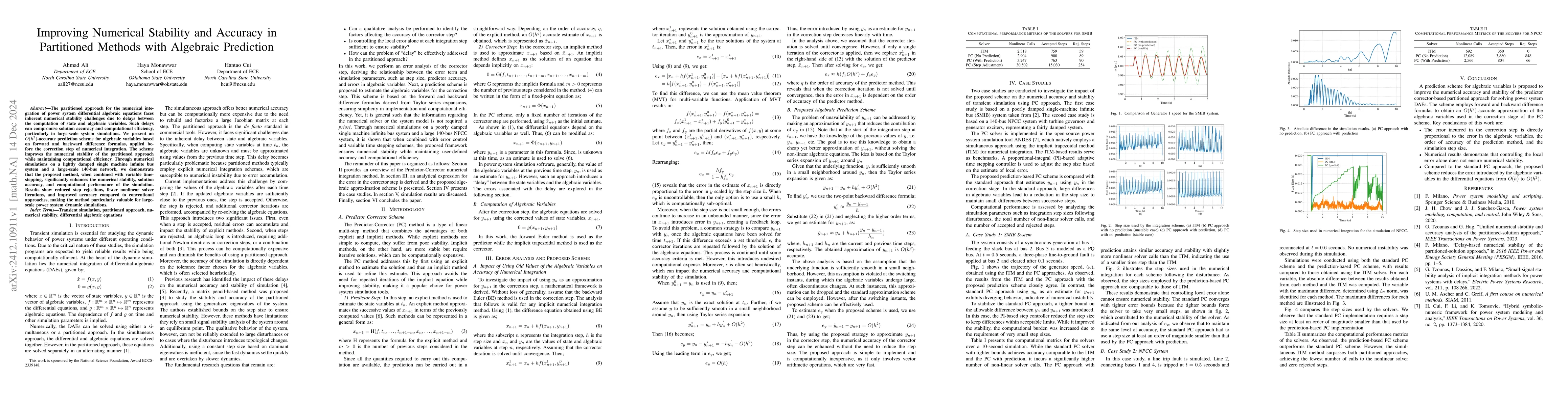 Thumbnail for Improving Numerical Stability and Accuracy in Partitioned Methods with
  Algebraic Prediction