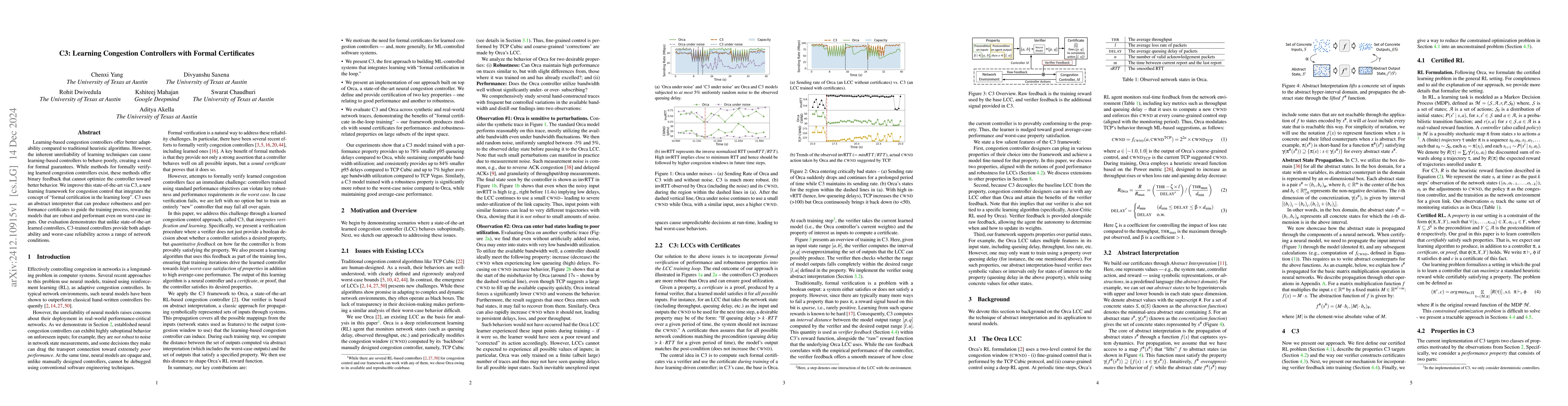 Thumbnail for C3: Learning Congestion Controllers with Formal Certificates
