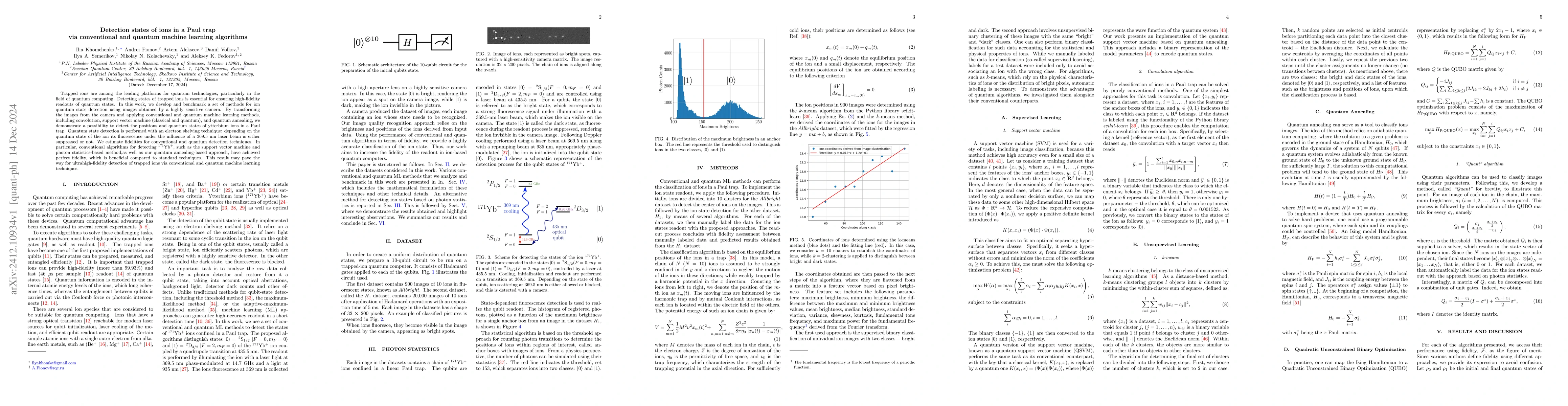 Thumbnail for Detection states of ions in a Paul trap via conventional and quantum
  machine learning algorithms