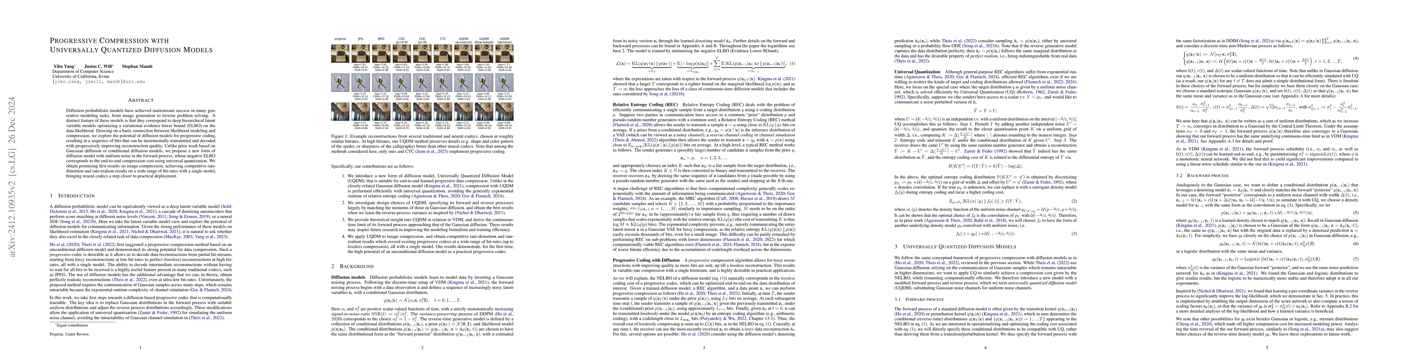 Thumbnail for Progressive Compression with Universally Quantized Diffusion Models