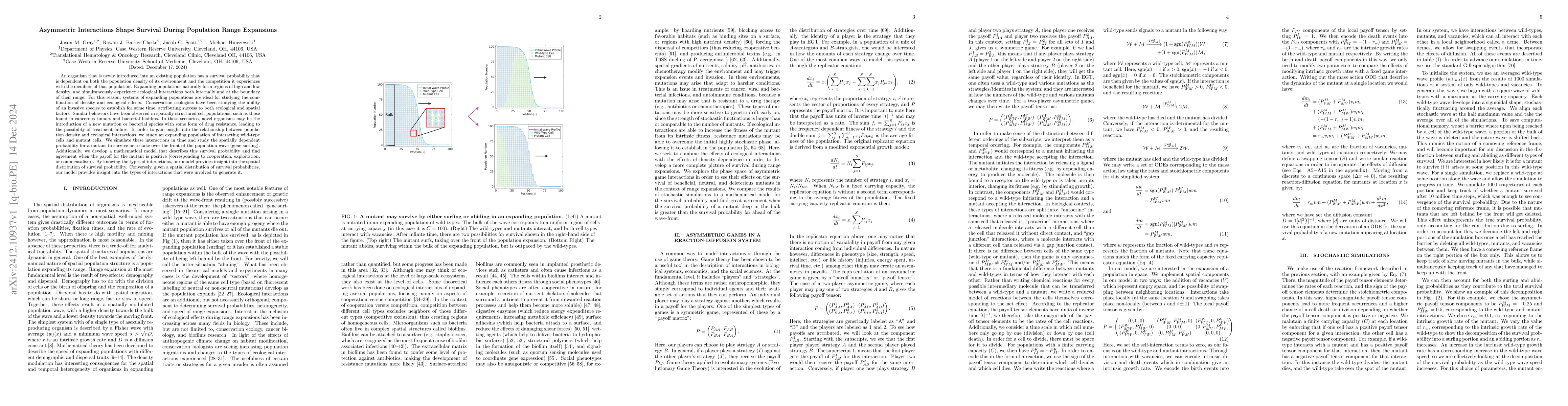 Thumbnail for Asymmetric Interactions Shape Survival During Population Range
  Expansions