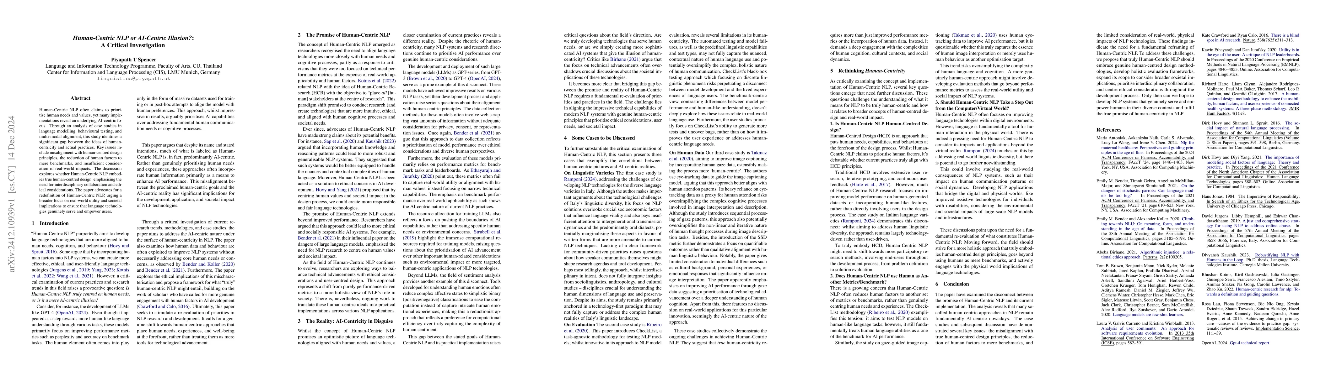 Thumbnail for Human-Centric NLP or AI-Centric Illusion?: A Critical Investigation