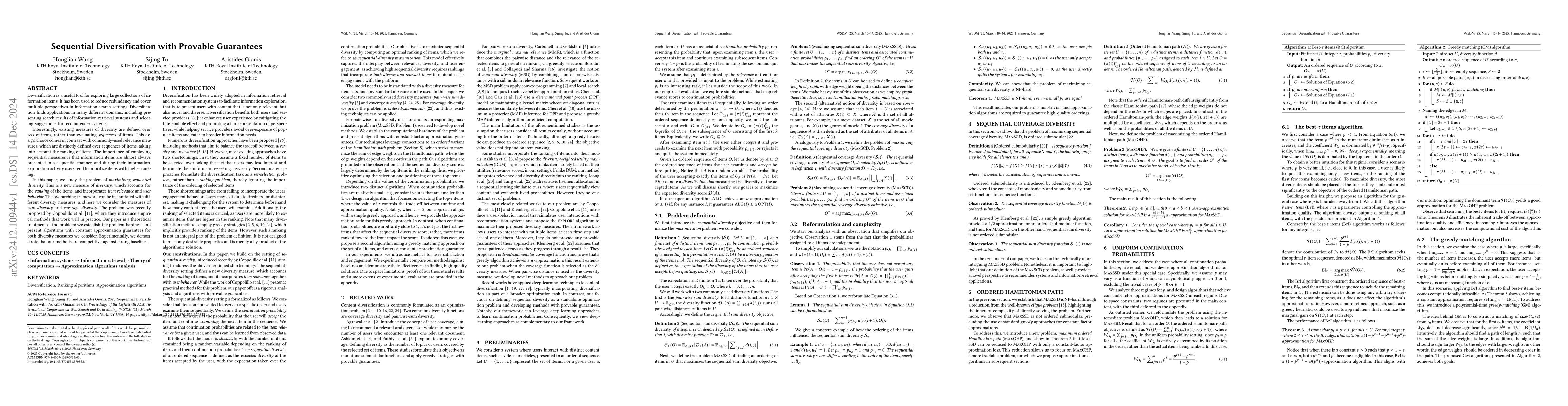 Thumbnail for Sequential Diversification with Provable Guarantees