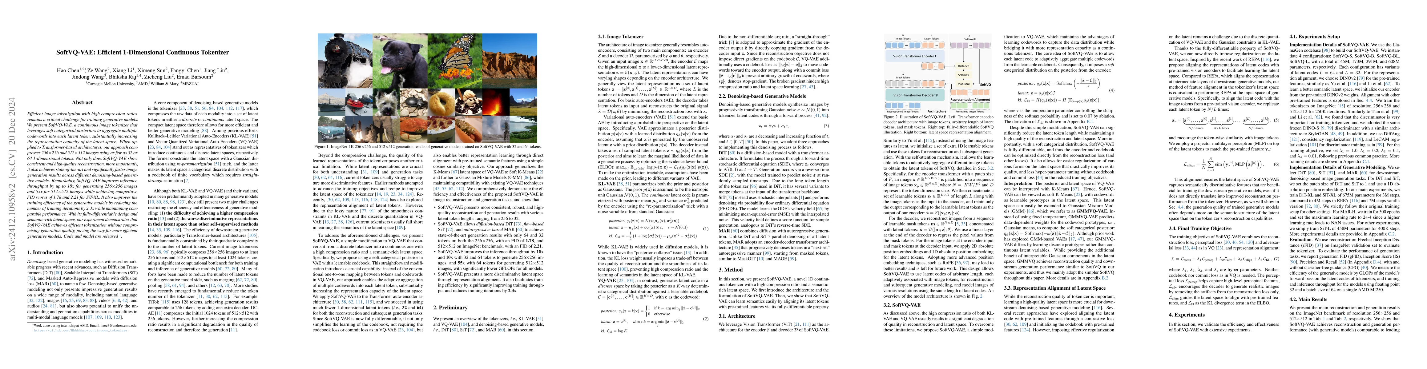 Thumbnail for SoftVQ-VAE: Efficient 1-Dimensional Continuous Tokenizer
