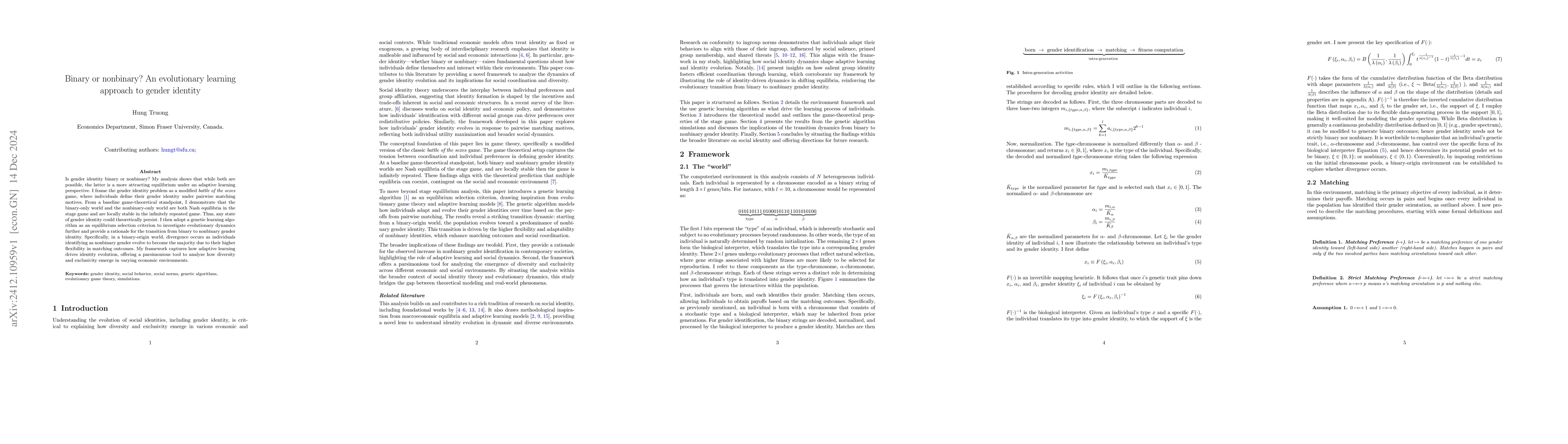 Thumbnail for Binary or nonbinary? An evolutionary learning approach to gender
  identity