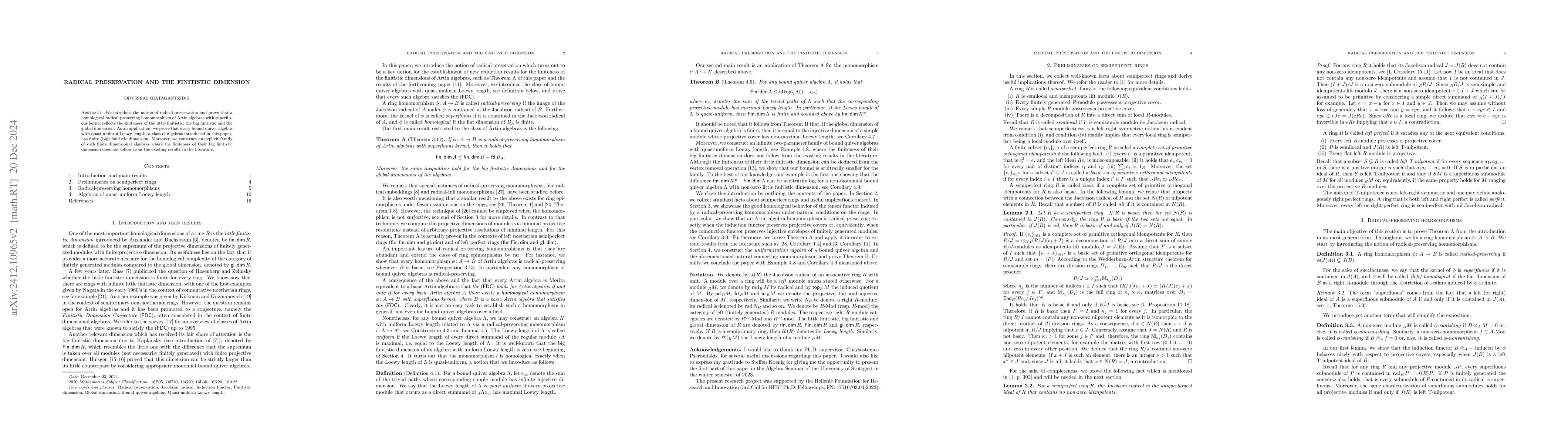 Thumbnail for Radical preservation and the finitistic dimension