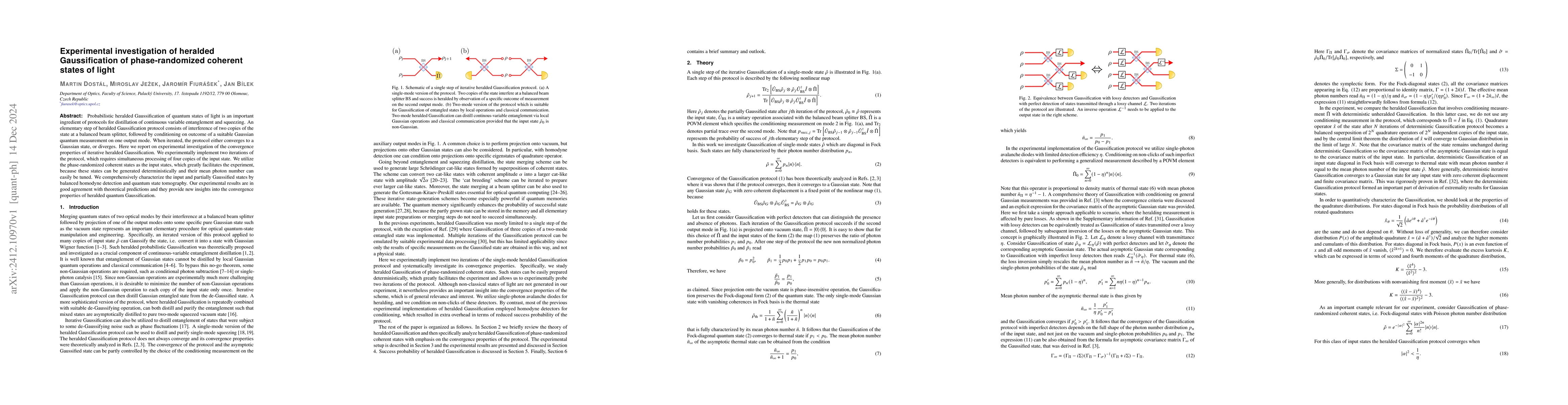 Thumbnail for Experimental investigation of heralded Gaussification of
  phase-randomized coherent states of light