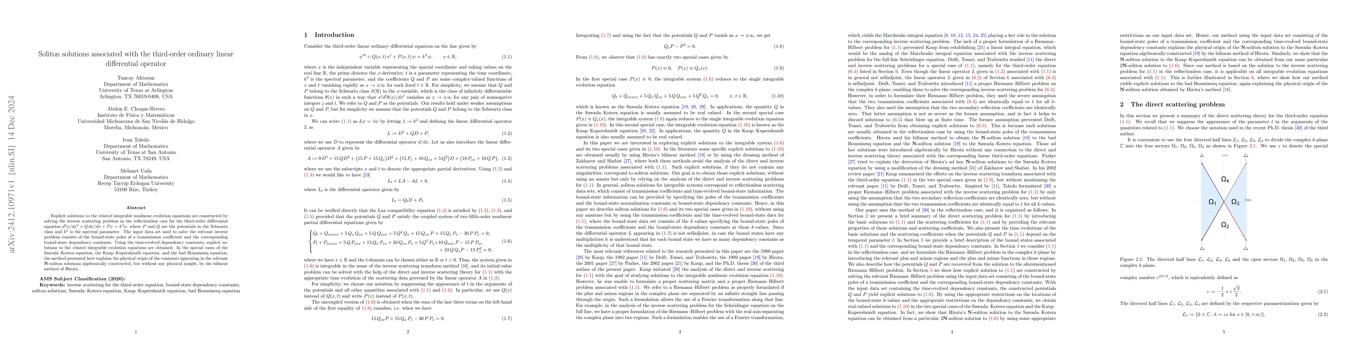 Thumbnail for Soliton solutions associated with the third-order ordinary linear
  differential operator