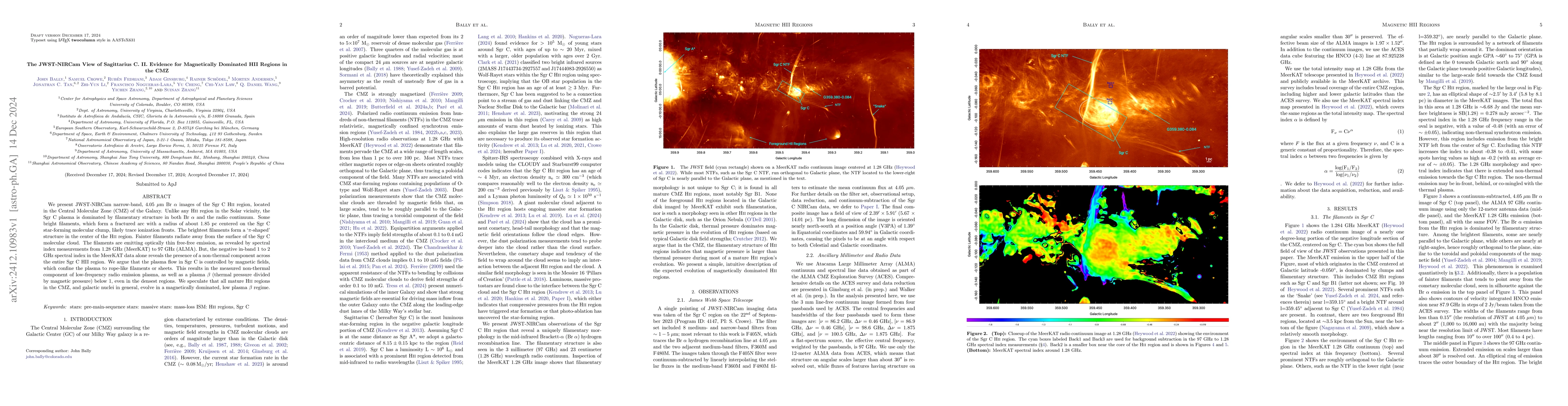 Thumbnail for The JWST-NIRCam View of Sagittarius C. II. Evidence for Magnetically
  Dominated HII Regions in the CMZ