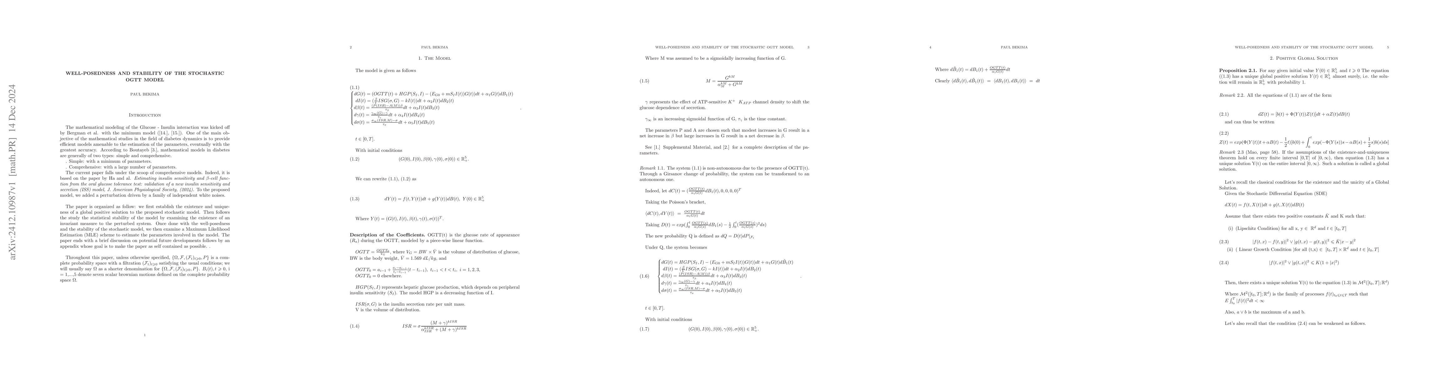 Thumbnail for Well-Posedness and Stability of the Stochastic OGTT Model