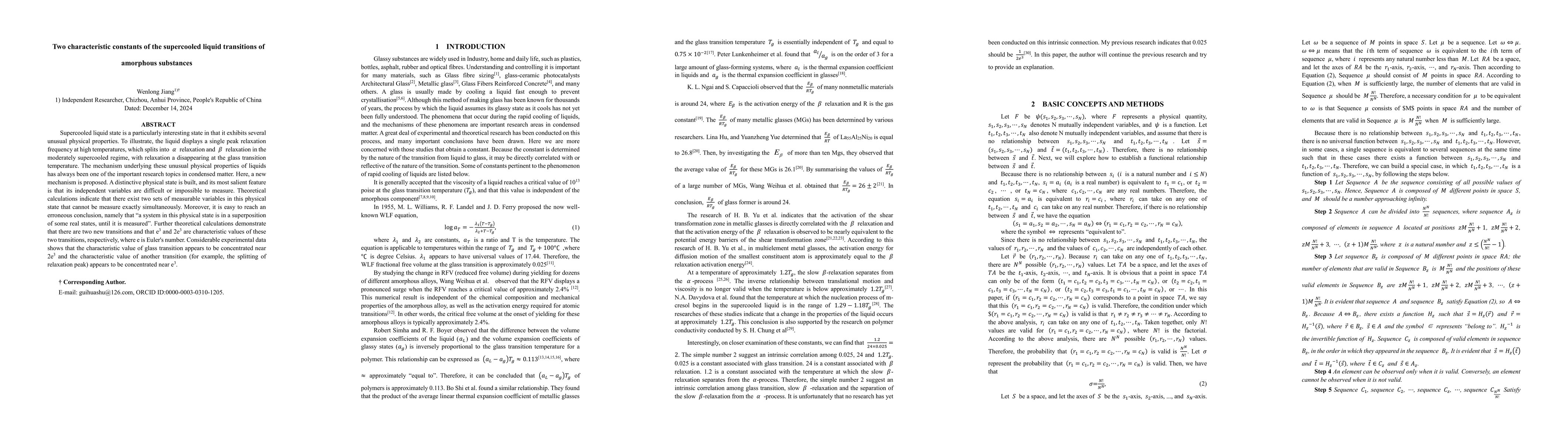 Thumbnail for Two characteristic constants of the supercooled liquid transitions of
  amorphous substances
