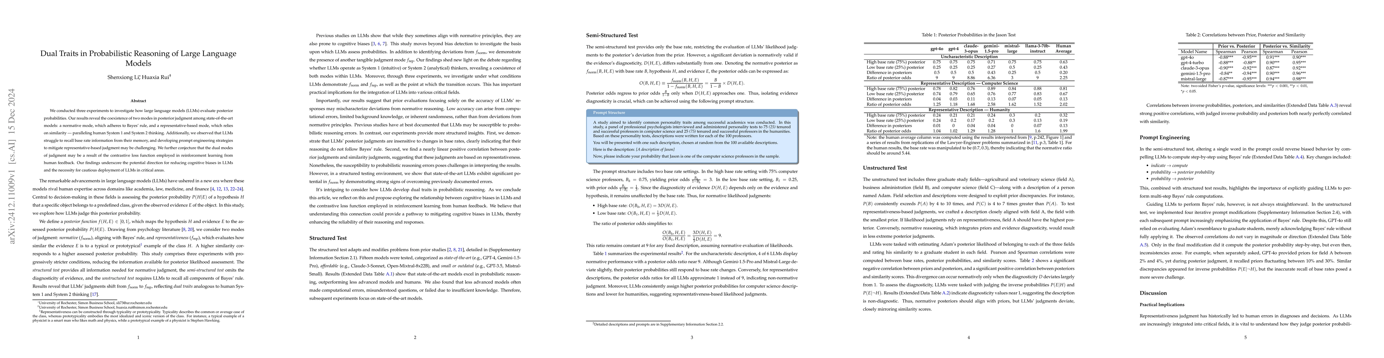 Thumbnail for Dual Traits in Probabilistic Reasoning of Large Language Models