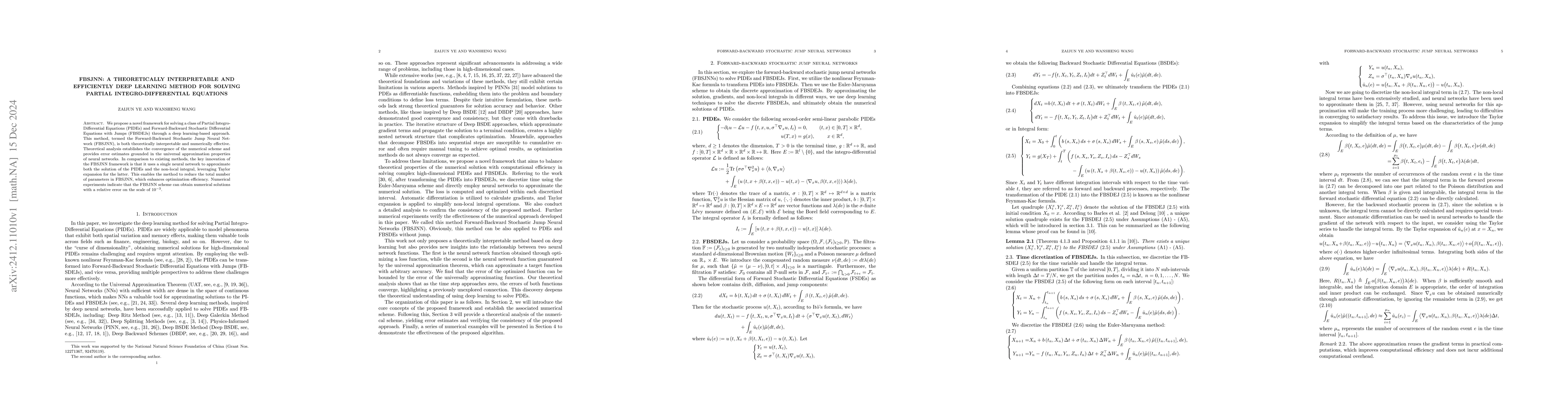 Thumbnail for FBSJNN: A Theoretically Interpretable and Efficiently Deep Learning
  method for Solving Partial Integro-Differential Equations