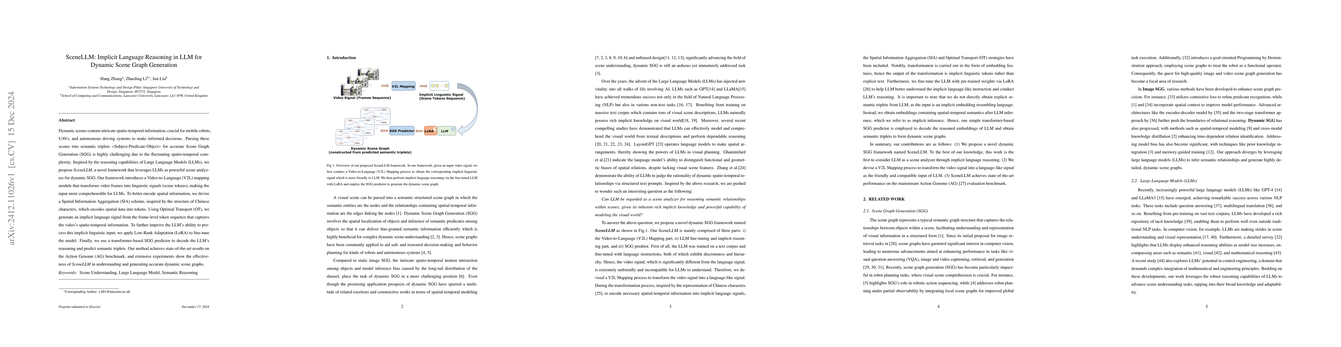 Thumbnail for SceneLLM: Implicit Language Reasoning in LLM for Dynamic Scene Graph
  Generation