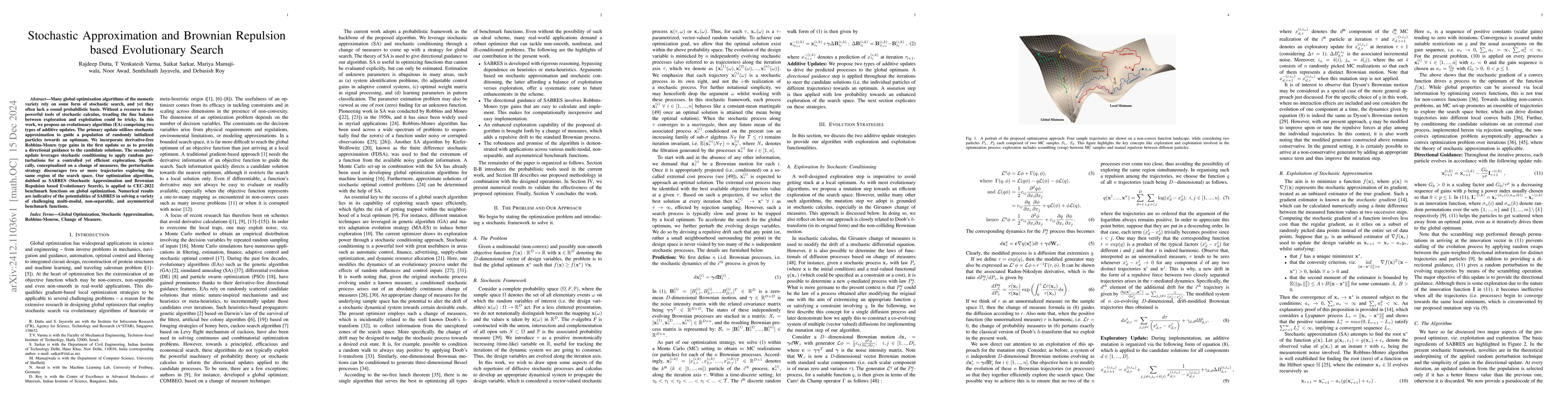 Thumbnail for Stochastic Approximation and Brownian Repulsion based Evolutionary
  Search