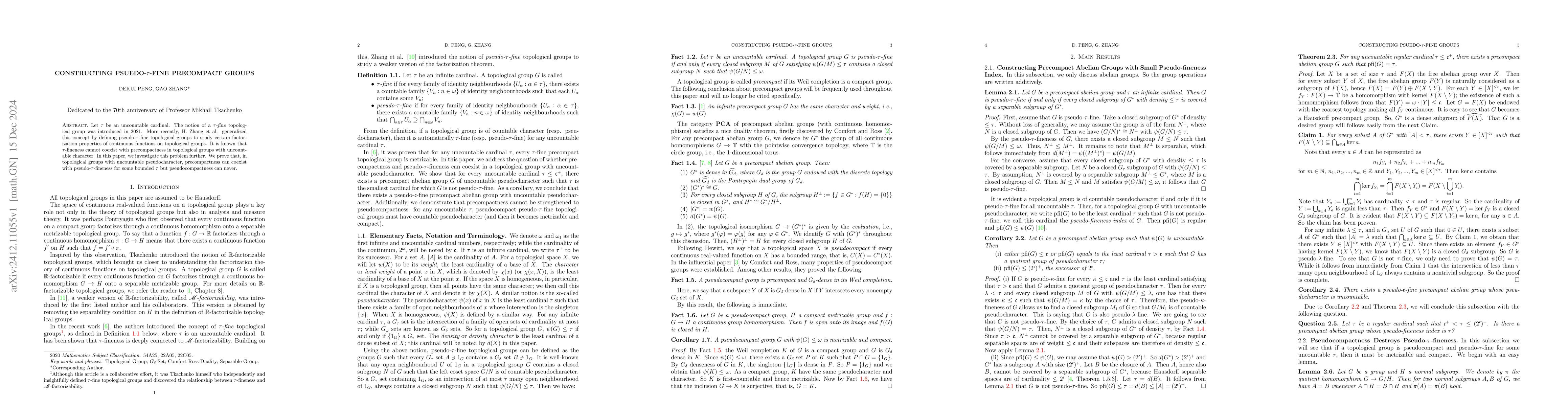 Thumbnail for Constructing Psuedo-$τ$-fine Precompact Groups