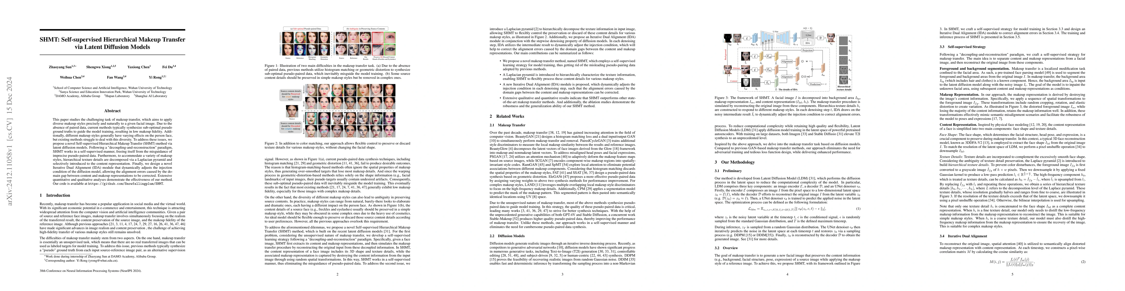 Thumbnail for SHMT: Self-supervised Hierarchical Makeup Transfer via Latent Diffusion
  Models