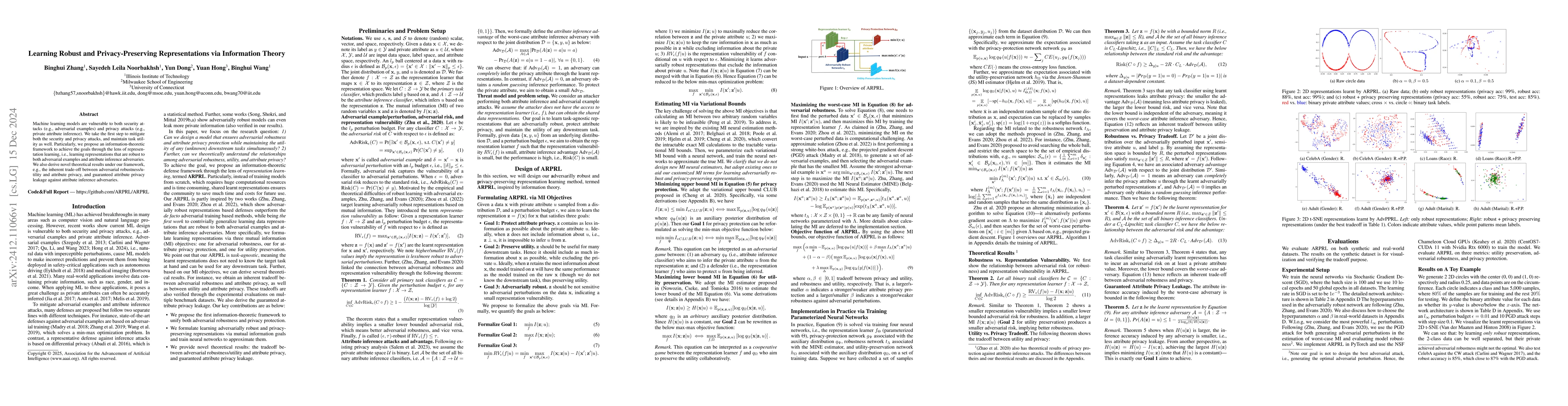 Thumbnail for Learning Robust and Privacy-Preserving Representations via Information
  Theory
