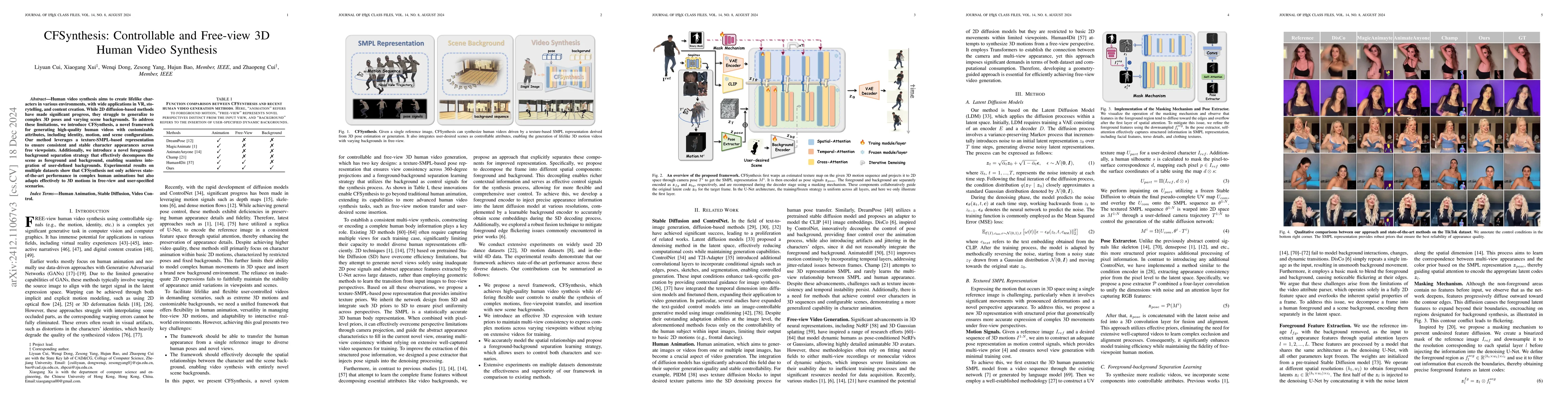 Thumbnail for CFSynthesis: Controllable and Free-view 3D Human Video Synthesis