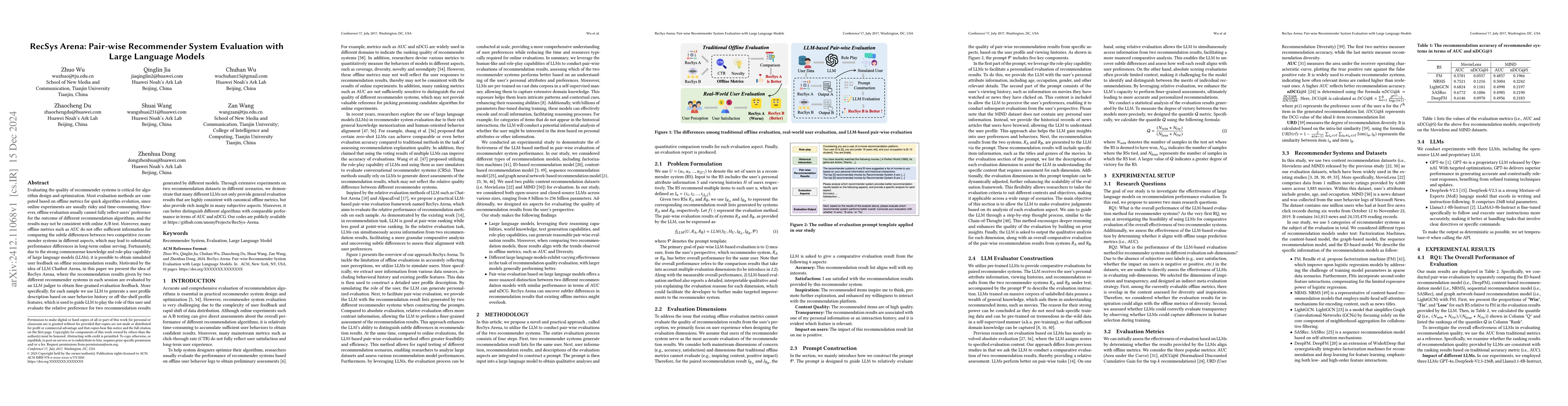 Thumbnail for RecSys Arena: Pair-wise Recommender System Evaluation with Large
  Language Models
