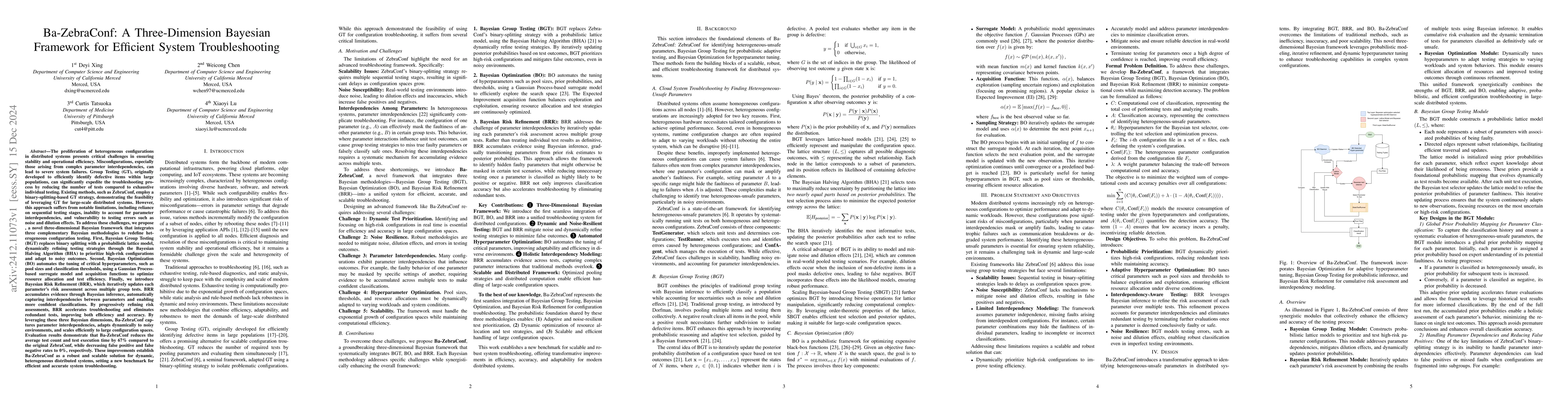 Thumbnail for Ba-ZebraConf: A Three-Dimension Bayesian Framework for Efficient System
  Troubleshooting