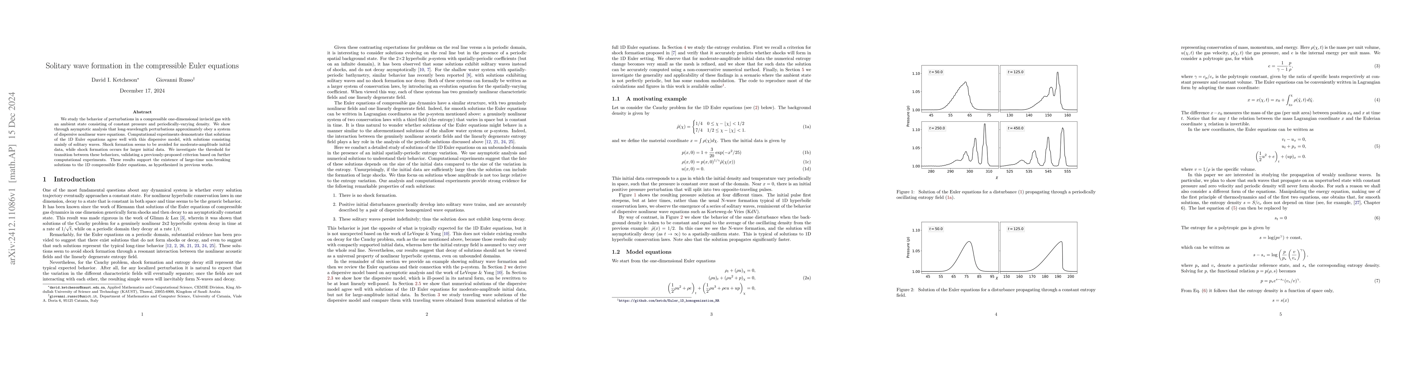 Thumbnail for Solitary wave formation in the compressible Euler equations