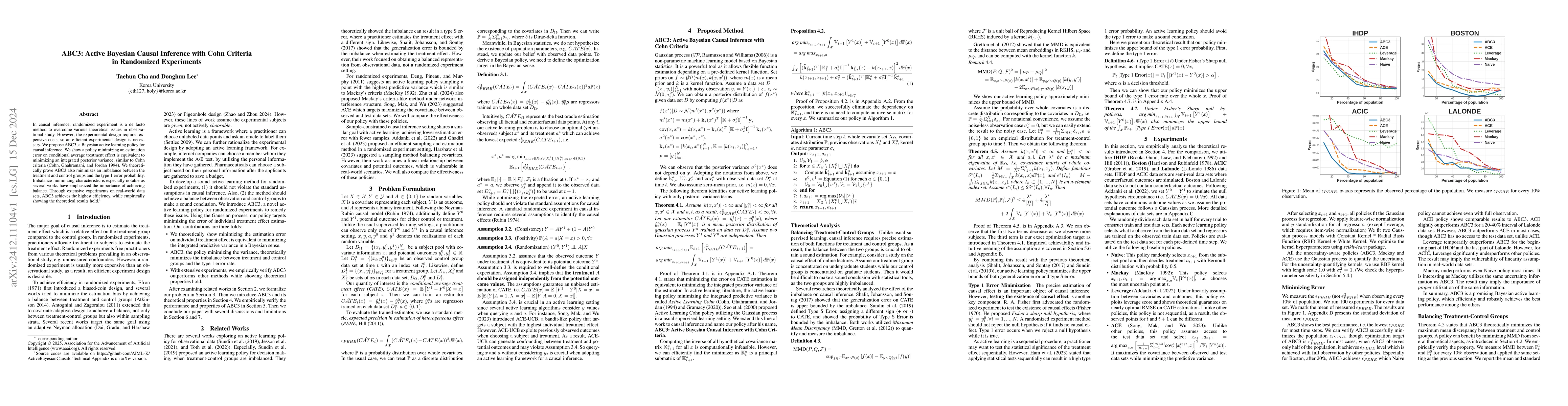 Thumbnail for ABC3: Active Bayesian Causal Inference with Cohn Criteria in Randomized
  Experiments