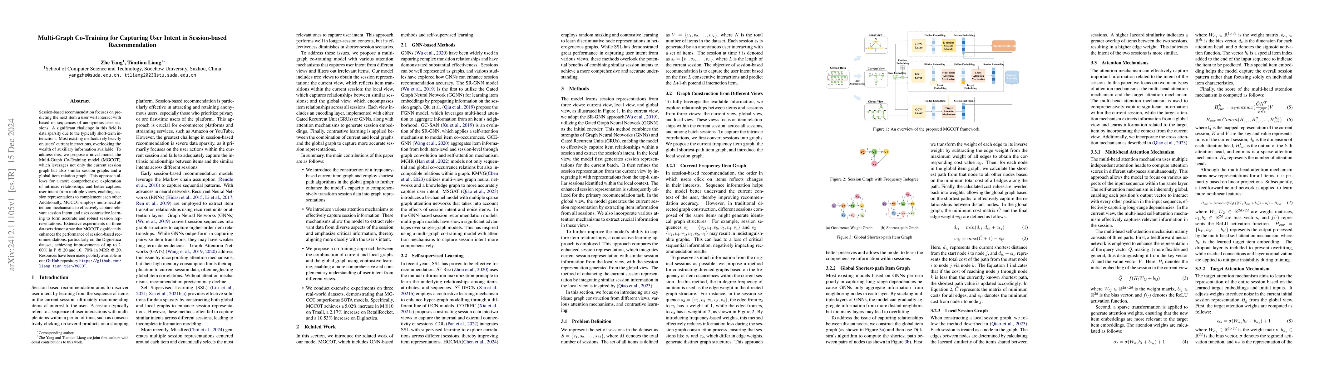 Thumbnail for Multi-Graph Co-Training for Capturing User Intent in Session-based
  Recommendation