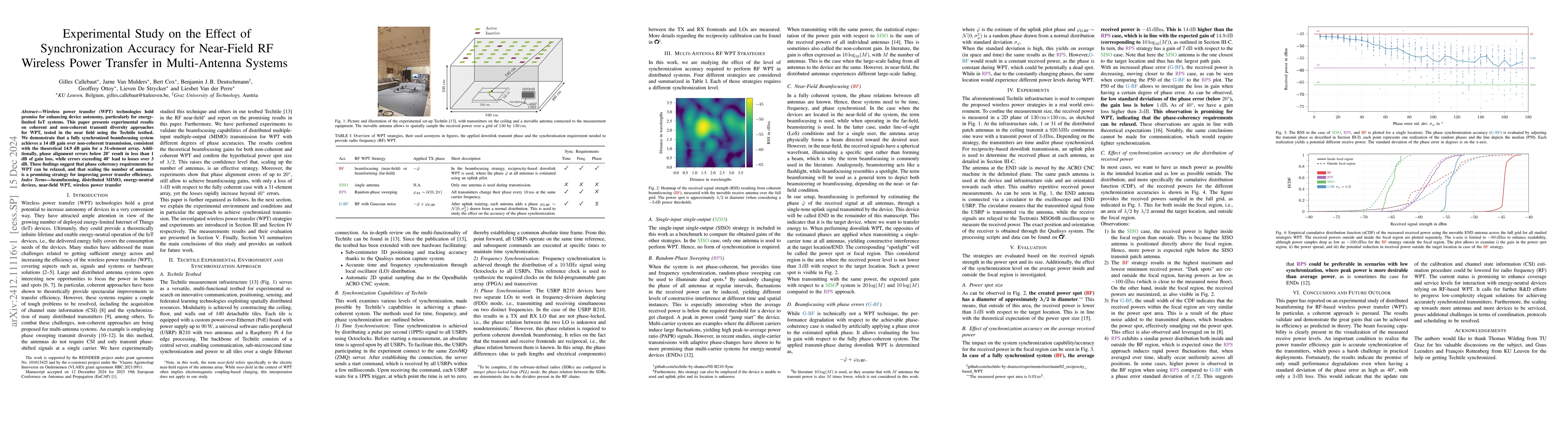 Thumbnail for Experimental Study on the Effect of Synchronization Accuracy for
  Near-Field RF Wireless Power Transfer in Multi-Antenna Systems