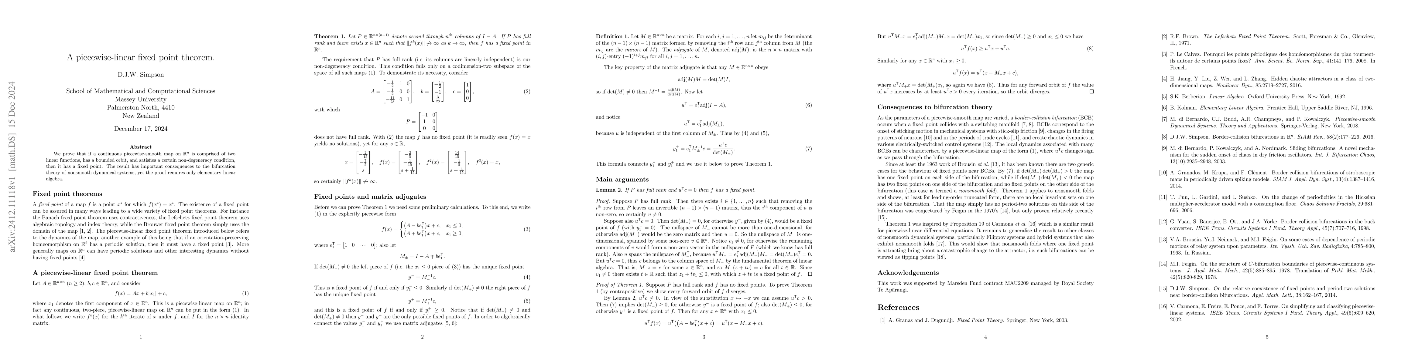 Thumbnail for A piecewise-linear fixed point theorem