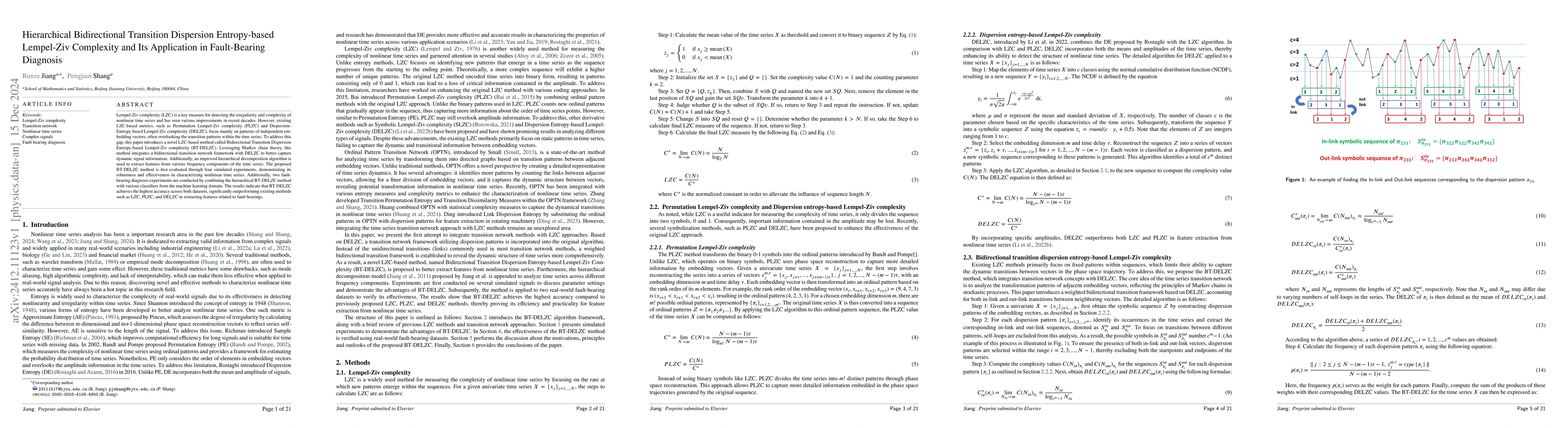 Thumbnail for Hierarchical Bidirectional Transition Dispersion Entropy-based
  Lempel-Ziv Complexity and Its Application in Fault-Bearing Diagnosis