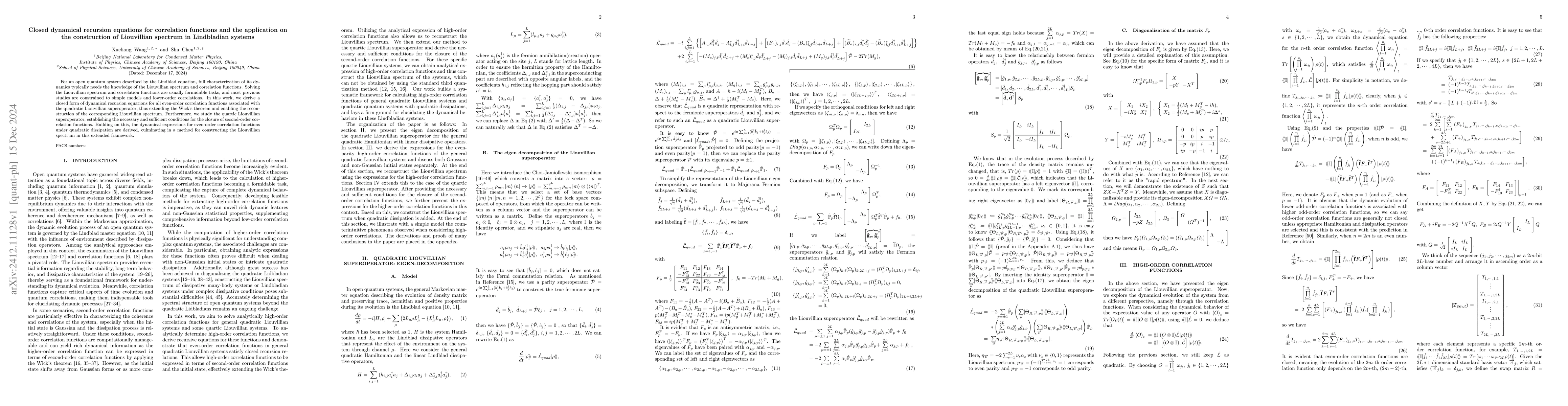 Thumbnail for Closed dynamical recursion equations for correlation functions and the
  application on the construction of Liouvillian spectrum in Lindbladian
  systems