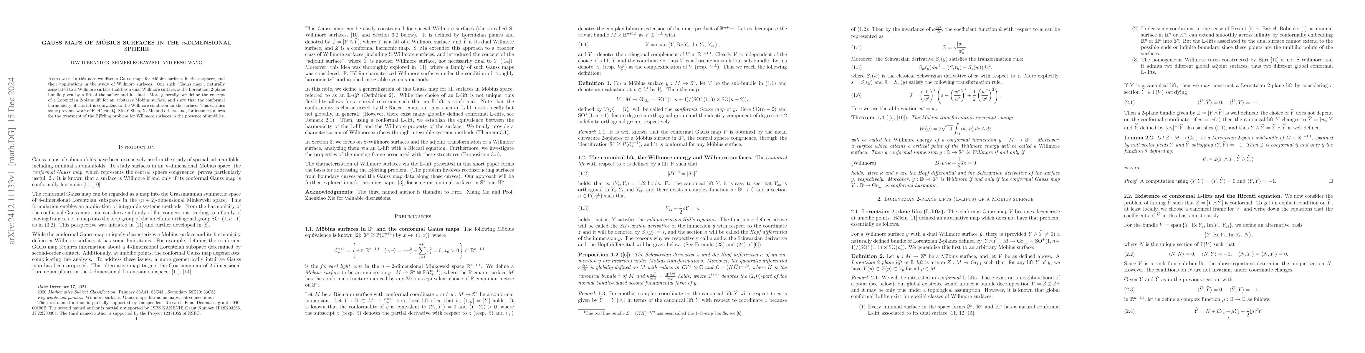 Thumbnail for Gauss maps of Möbius surfaces in the $n$-dimensional sphere
