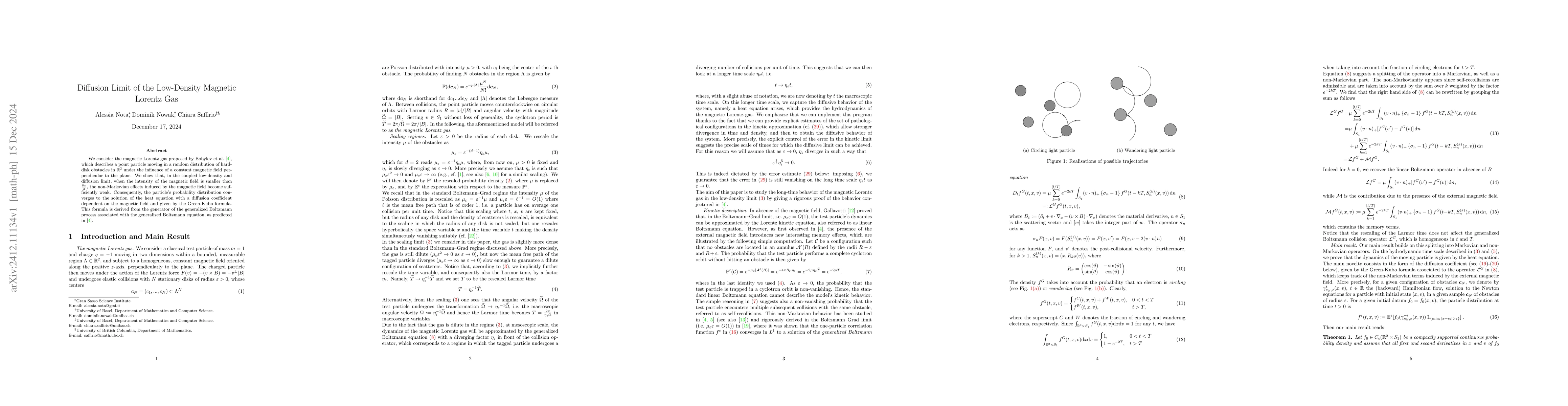 Thumbnail for Diffusion Limit of the Low-Density Magnetic Lorentz Gas