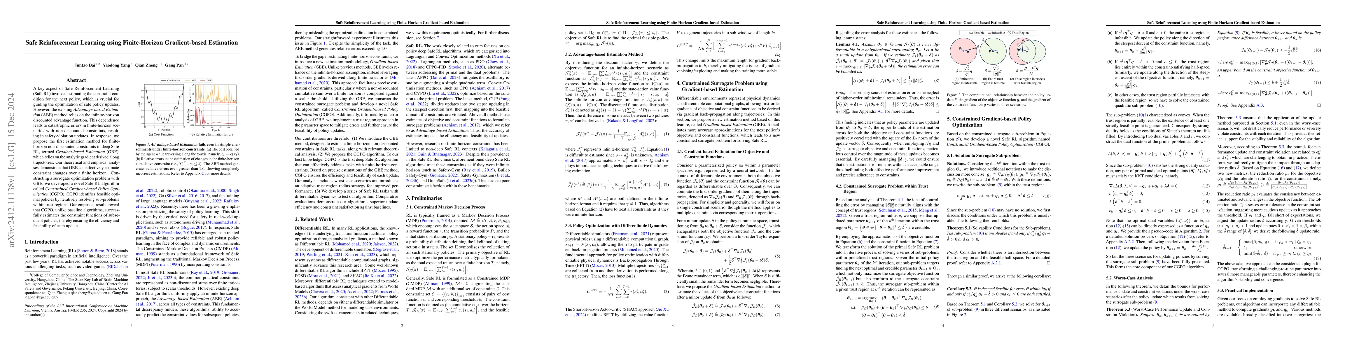 Thumbnail for Safe Reinforcement Learning using Finite-Horizon Gradient-based
  Estimation
