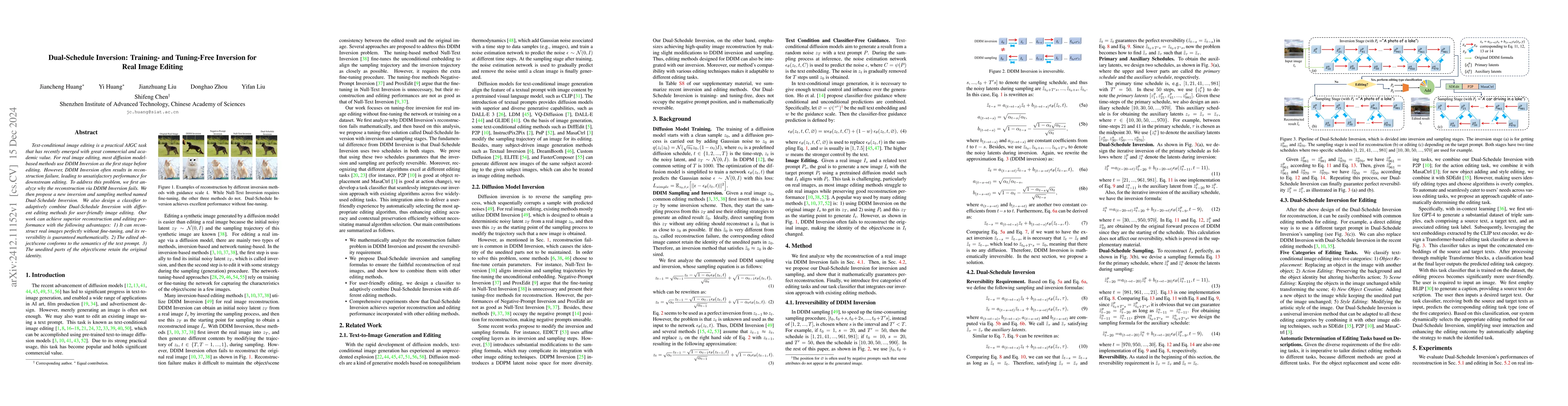 Thumbnail for Dual-Schedule Inversion: Training- and Tuning-Free Inversion for Real
  Image Editing
