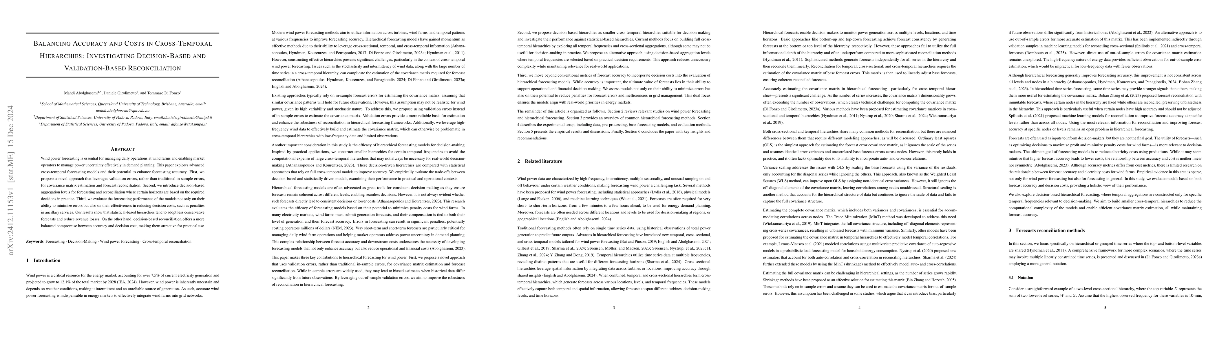 Thumbnail for Balancing Accuracy and Costs in Cross-Temporal Hierarchies:
  Investigating Decision-Based and Validation-Based Reconciliation