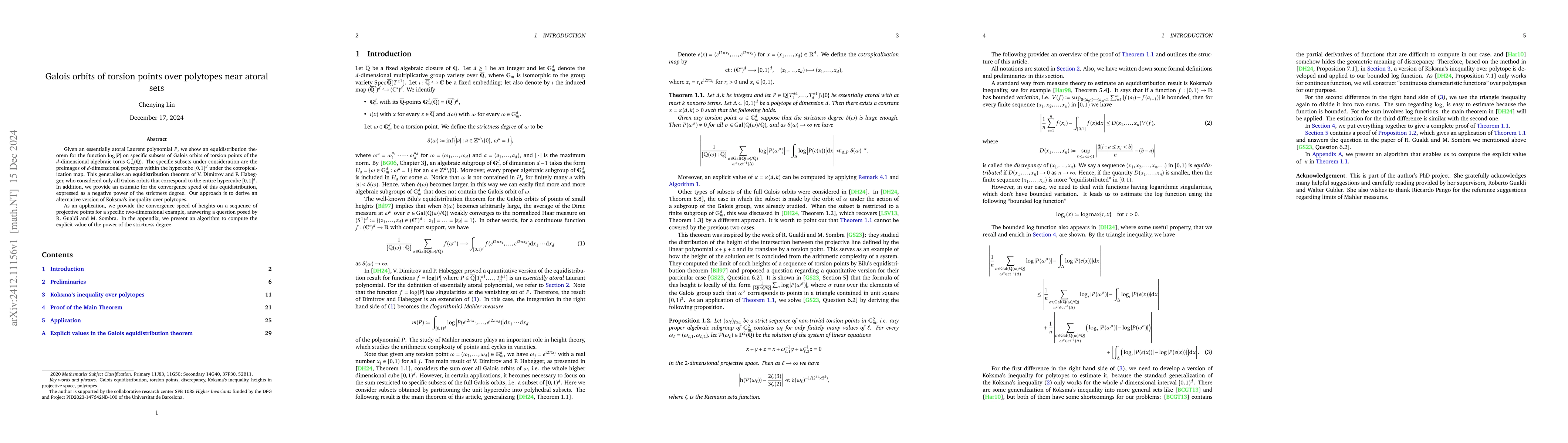 Thumbnail for Galois orbits of torsion points over polytopes near atoral sets
