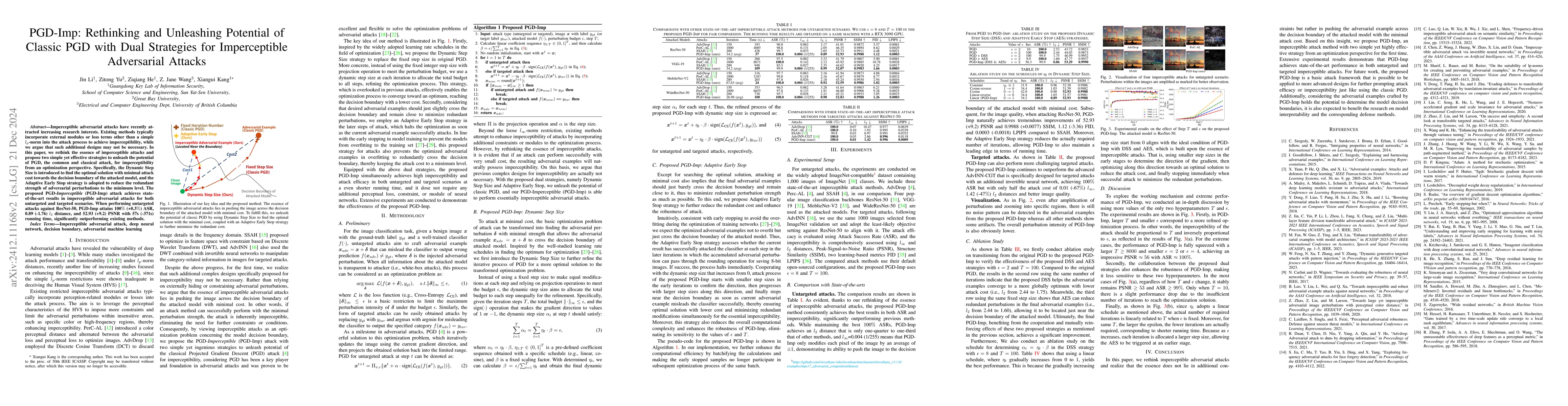 Thumbnail for PGD-Imp: Rethinking and Unleashing Potential of Classic PGD with Dual
  Strategies for Imperceptible Adversarial Attacks