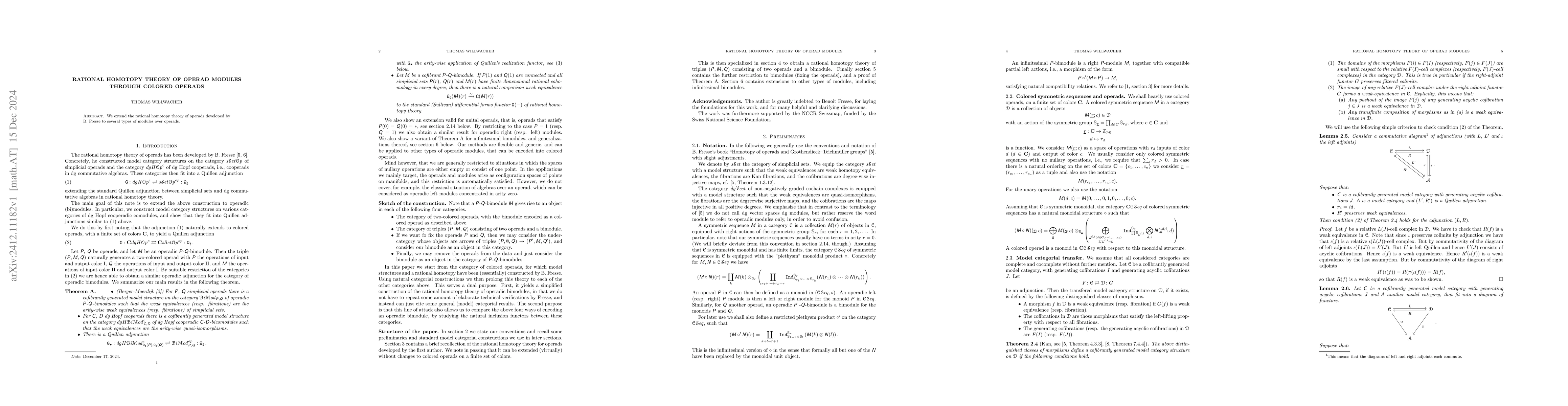 Thumbnail for Rational homotopy theory of operad modules through colored operads