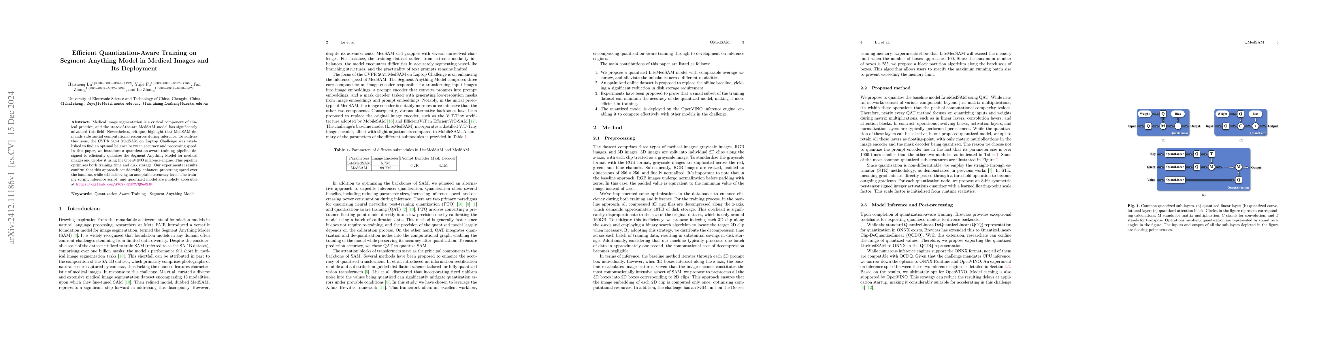 Thumbnail for Efficient Quantization-Aware Training on Segment Anything Model in
  Medical Images and Its Deployment
