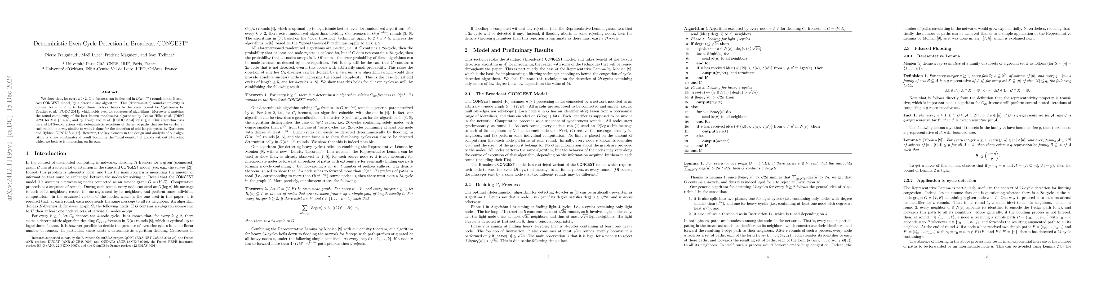 Thumbnail for Deterministic Even-Cycle Detection in Broadcast CONGEST